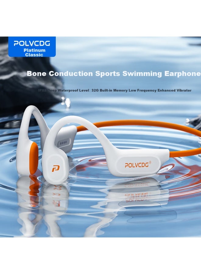 Polvcdg X9 Bone Conduction Swimming Headphones, Sports Bluetooth Headphones, Open-style Non-in Running Cycling Fitness-specific Waterproof Sweat-resistant Long Battery Life Call Noise Reduction Ear-hook Headphones - Image 1