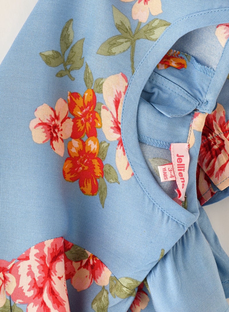 Jelliene Girls' Floral Print Peplum Top - Image 4