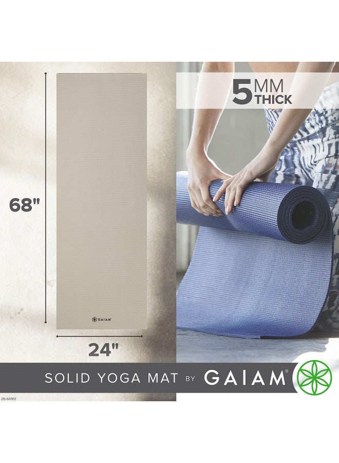 Gaiam Yoga Mat Premium Solid Color Non Slip Exercise & Fitness Mat for All Types of Yoga, Pilates & Floor Workouts, Sandstone, 5mm - Image 4