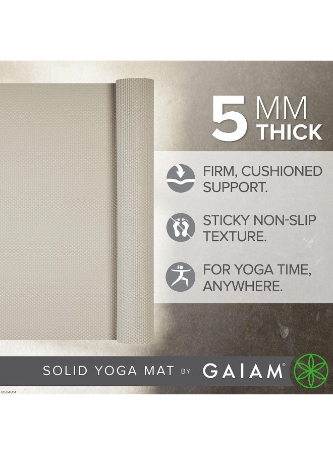 Gaiam Yoga Mat Premium Solid Color Non Slip Exercise & Fitness Mat for All Types of Yoga, Pilates & Floor Workouts, Sandstone, 5mm - Image 3
