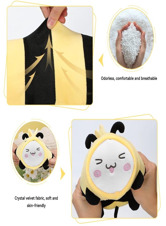 stocaggio Kids Travel Pillow - 2-in-1 Deformable Kids Neck Pillow for Traveling, Soft U-Shaped Pillow with Adorable Animal Design, Comfy Sleep and Play, Ideal for Airplane Traveling - Yellow Bee - Image 3