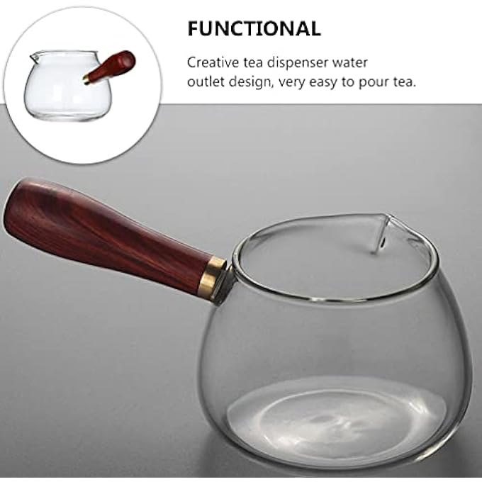 STOBOK Japanese Teapot Glass Tea Maker With Side Handle Milk Warmer Pot Pour Coffee Kettle Tokoname Kyusu Teapot Vintage Butter Warmer For Home Office 350Ml Transparent Tea Dispenser - Image 5