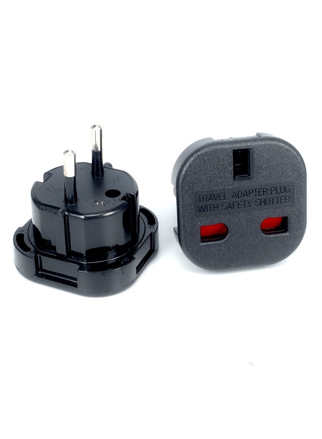2Pcs EU Travel Plug Adapter, UK 3 PIN to European 2 PIN Plug Converter Type C, E, F for International Travelling - Image 1