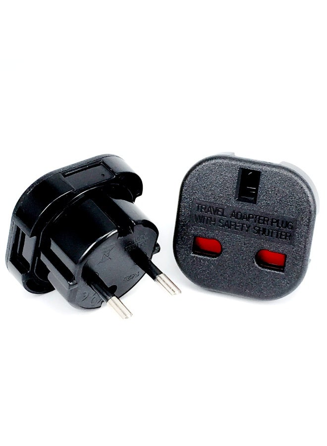 2Pcs EU Travel Plug Adapter, UK 3 PIN to European 2 PIN Plug Converter Type C, E, F for International Travelling - Image 2