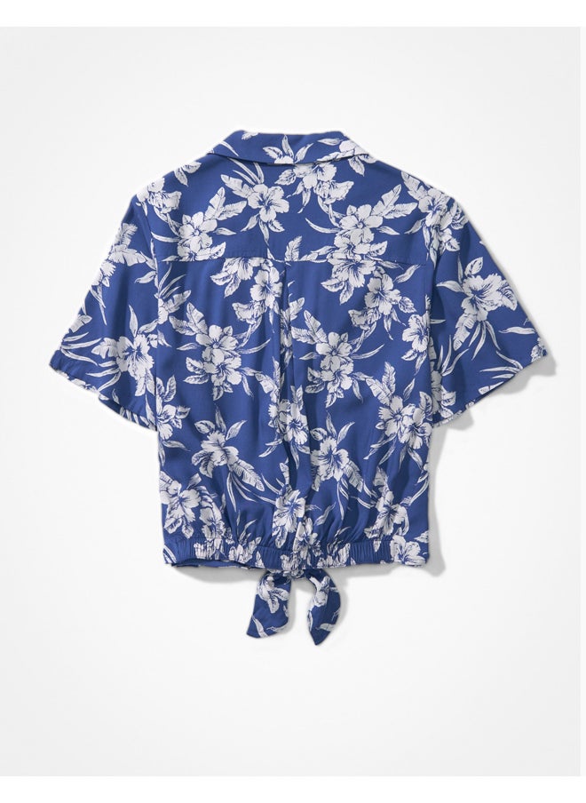 American Eagle - AE Tie-Front Button-Up Shirt - Image 1