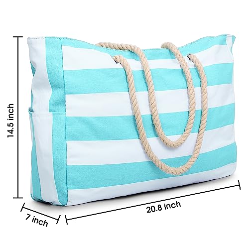 Becokan Beach Bag Large Beach Tote Bag for Women Waterproof Sandproof Swim Pool Bag With Zipper - Image 4