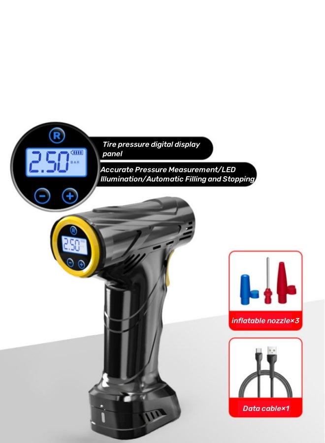 Generic Tire Inflator Portable Air Compressor-Air Pump for Car-36000mAh Electric Air Compressor-150 PSI Tire Pump Cordless-Portable Air Pump with Touch Screen/Gauge/Light for Motorcycle, Bike, Ball (Black)  - Image 2