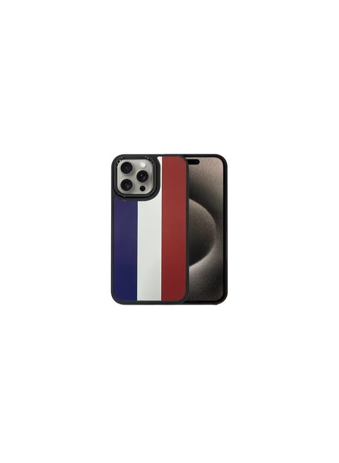 CATANES (for iPhone 15 Pro Max) Case, Hard PC Case, Shockproof Protective Case Cover / France Flag - Side Black - Image 1