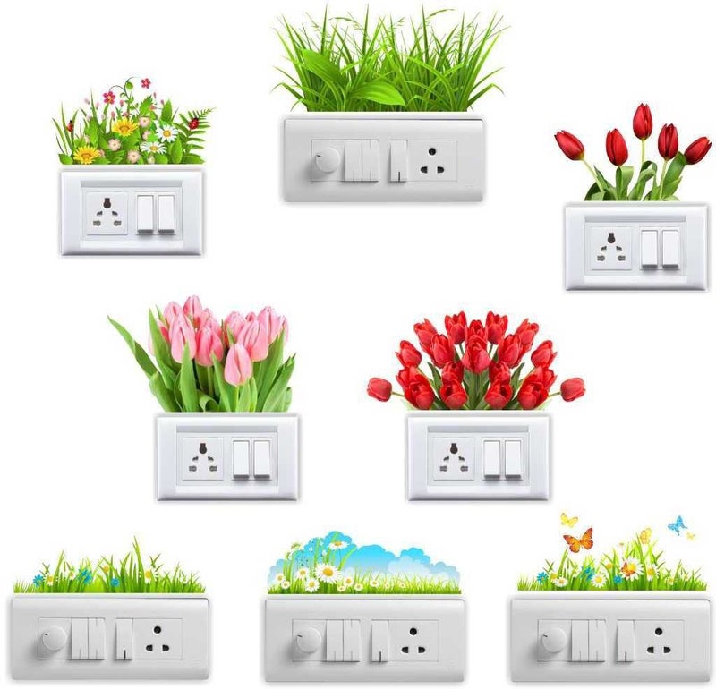 Eja Art Sheeps Hanging on Balloon Flowers Switch Board Sticker - Image 2