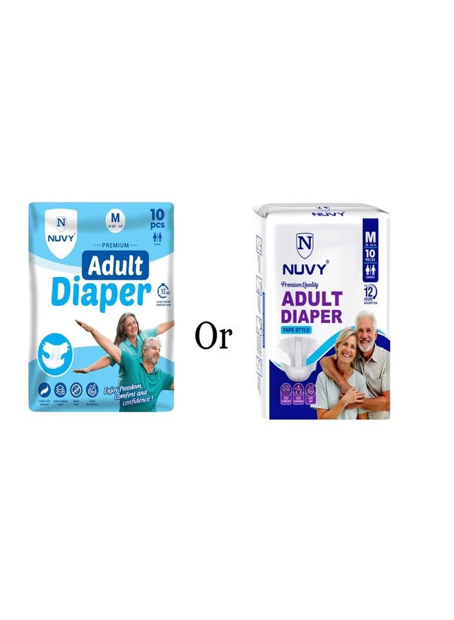Nuvy Adult Diaper Tape M (Waist Size -26" to 42") 10 Units, 12Hours Leak Proof Protection, Odour Free - Image 5