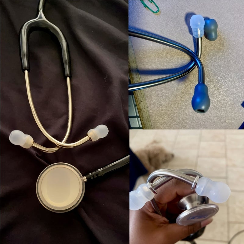 1 زوج من أطراف الأذن البيضاء للسماعة الطبية، مصنوعة من السيليكون الناعم كبديل مريح، مع ختم محكم الإضافة، متوافقة مع سماعة 3M Littmann Classic III، Cardiology IV، Master Cardiology. - Image 4