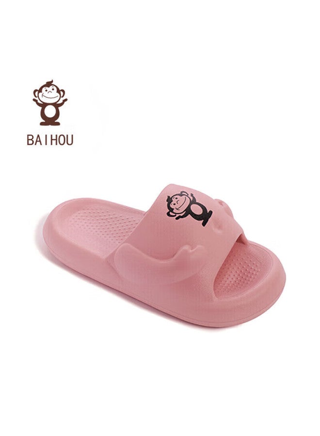 Baihou White Monkey Summer Cartoon Fashion Thick-soled Squishy Home Bathroom Slippers For Men And Women, 004 Peach Pink, Size 40-41 - Image 3