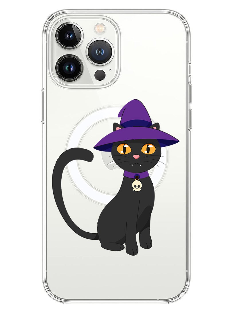 Theodor Magnetic Case for iPhone 14 Pro Max 6.7-inch Compatible with MagSafe Wireless Charging, Shockproof Phone Bumper Cover Cat wearing hat halloween - Image 1