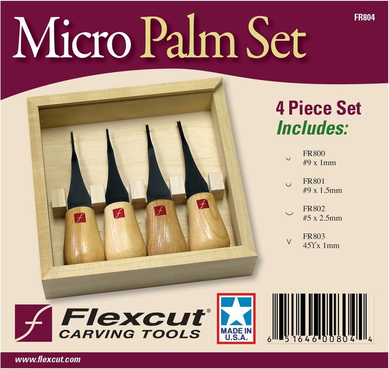 FLEXCUT FR804 Micro Palm Carving Tools Set of 4 for Fine Detail Work - Image 2