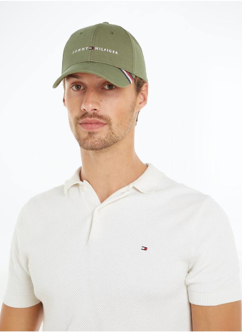 TOMMY HILFIGER - Men's Logo Embroidery Six-Panel Baseball Cap -  Pure organic cotton, Green - Image 1