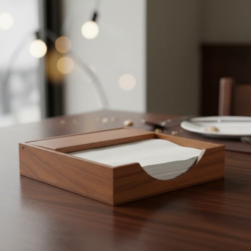 RGrandsons Rosewood Wooden Tissue Paper Rack/Napkin Holder Stand Square Rosewood 7.5 * 7.5 inch.. (Plain) - Image 1