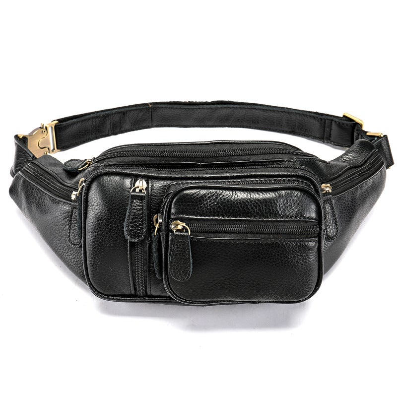 Versatile Mens Leather Fanny Pack Crocodile Pattern 8336 8336 black crocodile pattern  - Image 4