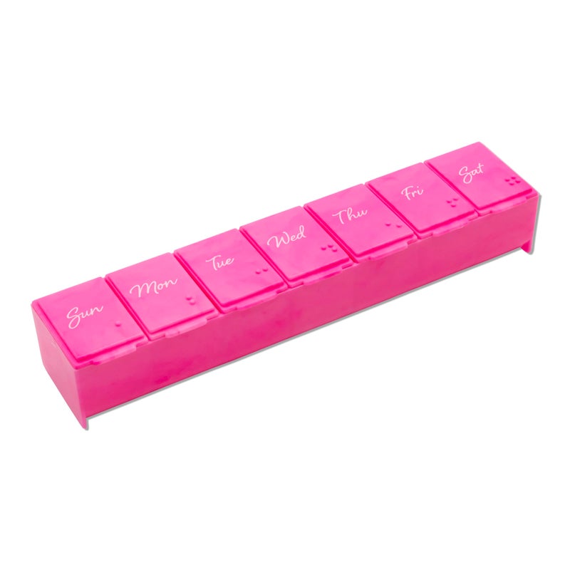 EZY DOSE Weekly (7-Day) Daily Pill Case, Medicine Planner, Vitamin Organizer, Supplement Container, Convenient and Easy to Use, Large Compartments, Pink, Travel-Friendly, Made in The USA, BPA Free - Image 1