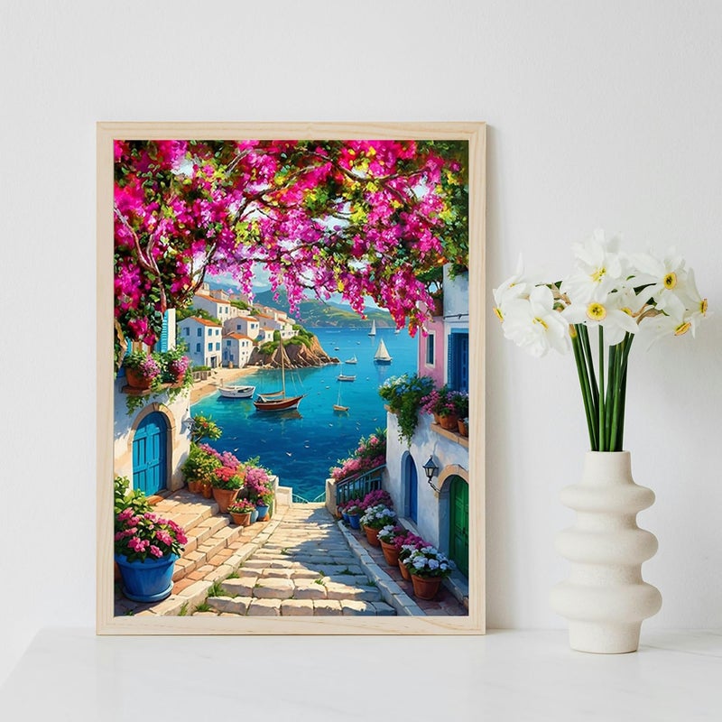MBNTJHT DIY Scenery Paint by Numbers Kit for Adults,Unframed Landscape Paint by Number Kits on Canvas with Brushes,Flowers and Sea Oil Painting Kits for Home Wall Decor 16X20 Inch/40X50 cm. - Image 5