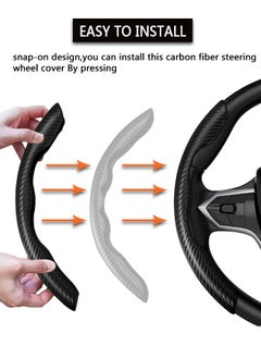 HAWAWA Carbon Fiber Steering Wheel Cover, 2PCS Segmented Steering Wheel Protector,  Anti-Slip, Comfortable Grip, Universal Fit for 99% Car Interior Accessories (BLACK)  - Image 3