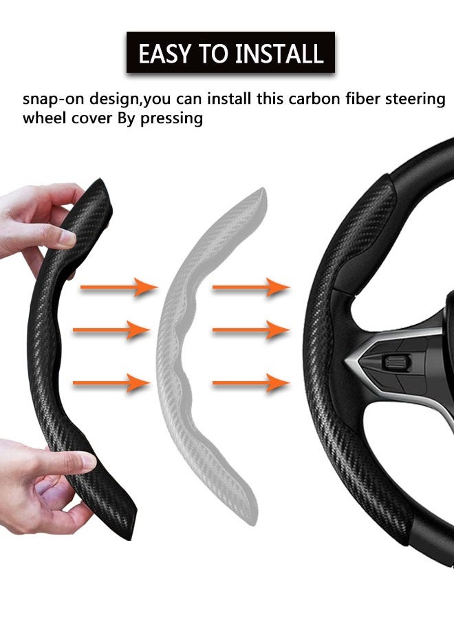 وهاواي Carbon Fiber Steering Wheel Cover, 2PCS Segmented Steering Wheel Protector,  Anti-Slip, Comfortable Grip, Universal Fit for 99% Car Interior Accessories (BLACK)  - Image 3