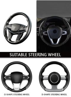 HAWAWA Carbon Fiber Steering Wheel Cover, 2PCS Segmented Steering Wheel Protector,  Anti-Slip, Comfortable Grip, Universal Fit for 99% Car Interior Accessories (BLACK)  - Image 4