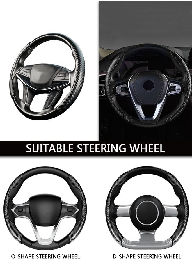 وهاواي Carbon Fiber Steering Wheel Cover, 2PCS Segmented Steering Wheel Protector,  Anti-Slip, Comfortable Grip, Universal Fit for 99% Car Interior Accessories (BLACK)  - Image 4