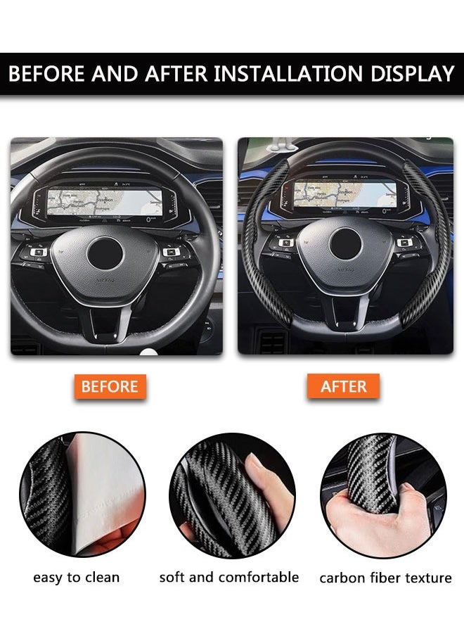 وهاواي - Carbon Fiber Steering Wheel Cover, 2PCS Segmented Steering Wheel Protector,  Anti-Slip, Comfortable Grip, Universal Fit for 99% Car Interior Accessories (BLACK) - Image 1