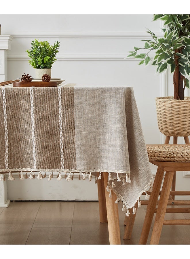 XiuWoo مفارش طاولات 140*180 سم، مفرش طاولة مقاوم للماء، أقمشة خالية من التجاعيد ومضادة للتلاشي، غطاء طاولة ريفي لتزيين المطبخ - Image 3