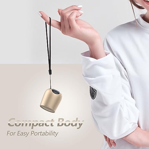 INSMY Small Bluetooth Speaker, Waterproof Mini Portable Wireless Speaker, Punchy Bass Rich Audio Stereo Pairing, Handheld Pocket Size,Built in Mic for Hiking Biking Gift Laptop Tablet (Gold) - Image 4