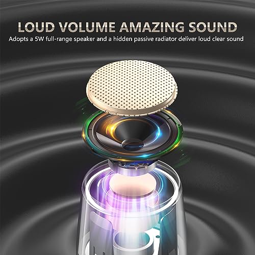 INSMY Small Bluetooth Speaker, Waterproof Mini Portable Wireless Speaker, Punchy Bass Rich Audio Stereo Pairing, Handheld Pocket Size,Built in Mic for Hiking Biking Gift Laptop Tablet (Gold) - Image 5