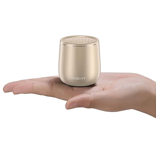 INSMY Small Bluetooth Speaker, Waterproof Mini Portable Wireless Speaker, Punchy Bass Rich Audio Stereo Pairing, Handheld Pocket Size,Built in Mic for Hiking Biking Gift Laptop Tablet (Gold) - Image 1