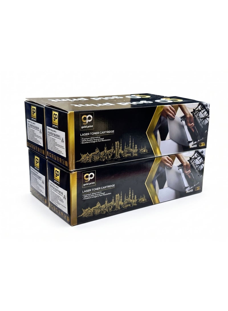 طباعة الذهب Gold Print Premium Toner Cartridge Universal Toner 203A CF541A, 201A CF401A, CRG045, Pack, Compatible for HP Color LaserJet Pro M254dw, 254nw, HP Color LaserJet Pro MFP M280nw, HP Color LaserJet Pro MFP M281fdw, 281fdn, Canon i-SENSYS LBP621Cw, LBP623Cw, MF641Cw, MF643Cdw, MF645Cx, CANON Color imageCLASS MF642Cdw, MF641Cw, MF644Cdw, LBP622Cdw, HP Color LaserJet Pro M252dn, 252n, HP Color LaserJet Pro MFP M277dw, 277n, M274n, Canon Color imageCLASS MF634Cdw, LBP612Cdw, MF632Cdw, Canon Color i-SENSYS MF631Cn, 633Cdw, 635Cx, LBP611Cn, 613Cdw, Canon Satera MF634Cdw, MF632Cdw, LBP612C, LBP611C, (JAPAN POWDER)For Use With: HP LaserJet Enterprise - Image 1