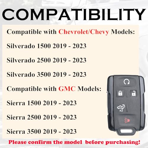 SUPALAND Keyless Entry Remote Start Control Key Fob Replacement Fits for Chevy Silverado GMC Sierra 1500 2500 3500 2019 2020 2021 2022 2023 M3N32337200 Chrome 84209236 Tailgate Button - Image 3