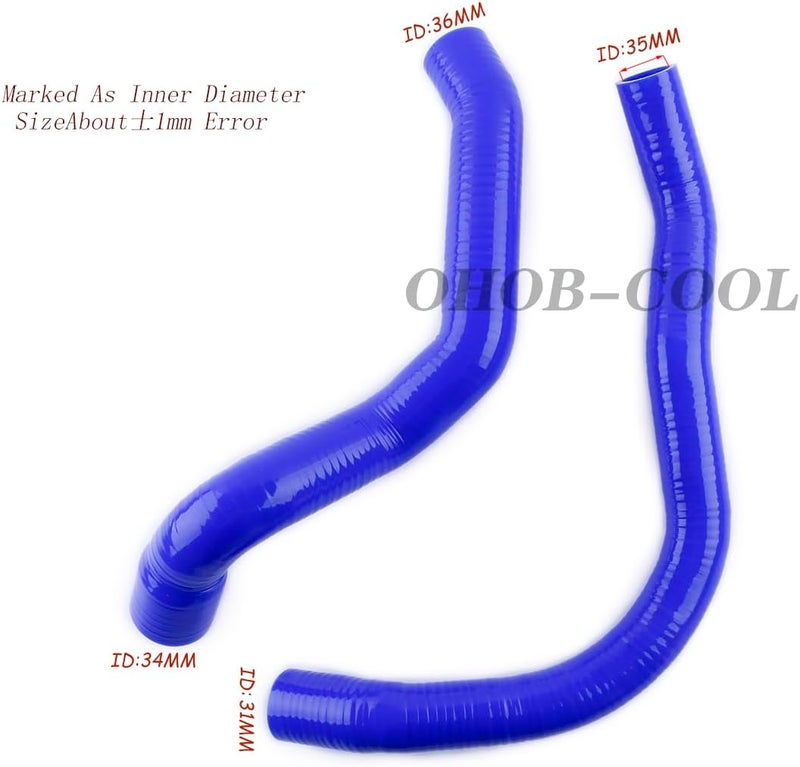 OHOB-COOL Silicone Radiator Coolant Hose Kit for Jeep Cherokee XJ 6CYL 4.0L (1991-2001) - Blue - Image 3