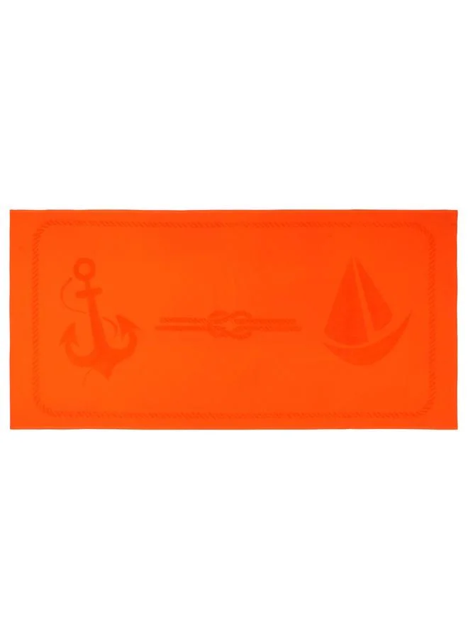 Anemoss Sail Print 100% Turkish Cotton Beach Towel, Orange 70x140cm