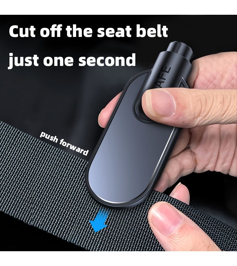 RS 2 In 1 Spring Loaded Seatbelt Cutter And Glass Breaker Red Portable Automotive Safety Tool With Keychain Dual Function Emergency Escape Car Accident Stylish Metal End Durable Construction - Image 4