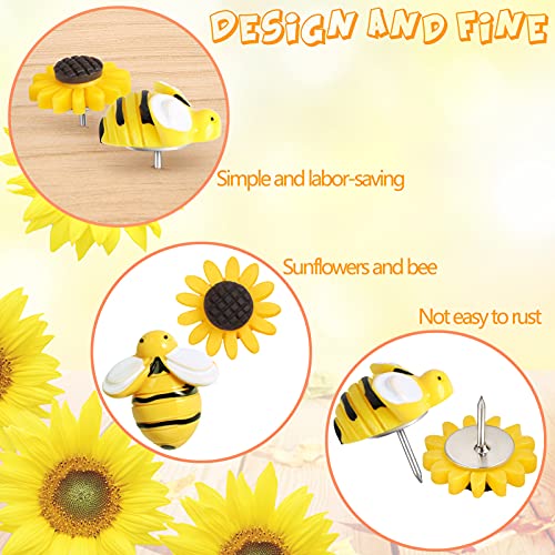 CCOZN Sunflower Bee Push Pins, Thumb Tacks Decorative Push Pins Cork Board Pins for Bulletin Board Photos Wall Office Decorations Supplies - Image 3