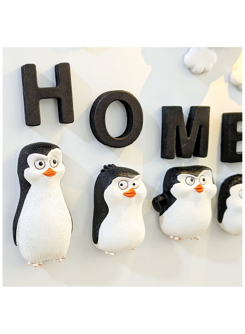 general 4 Pcs Madagascar Penguin Magnets with Heart Cloud Rainbow Sun - Cartoon Refrigerator Decor Magnets - Image 2