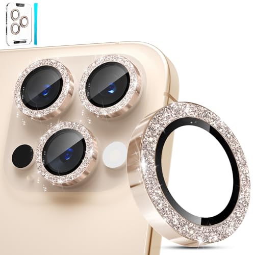 imluckies for iPhone 16 Pro - iPhone 16 Pro Max Camera Lens Protector, AR+AF Tempered Glass, 9H Ultra-Tough Metal Individual Lens Cover, HD Clear Camera Accessories - Glitter Desert Titanium - Image 1