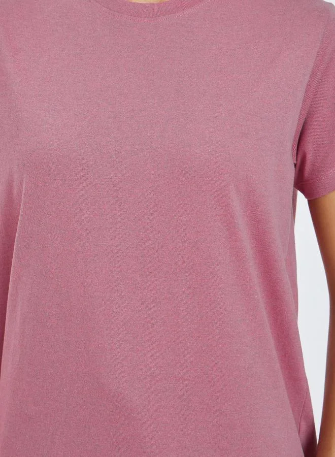 Styli Solid Cotton T-Shirt and Pyjama Set