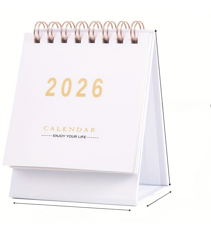 مجموعة من 4 تقويمات مكتبية صغيرة لعام 2026 للتخطيط الشهري والأسبوعي، ورق سميك بوزن 250 جم، تجليد سلك مزدوج، ألوان عشوائية لتنظيم المنزل أو المكتب. - Image 5