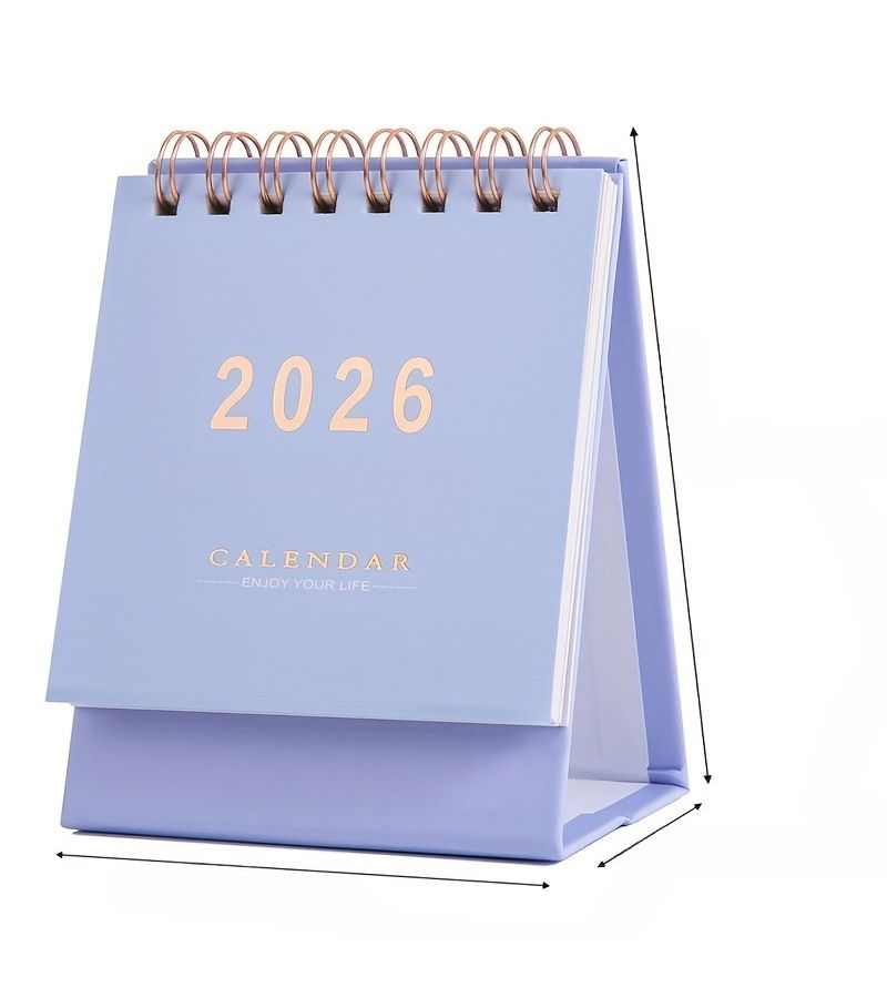 مجموعة من 4 تقويمات مكتبية صغيرة لعام 2026 للتخطيط الشهري والأسبوعي، ورق سميك بوزن 250 جم، تجليد سلك مزدوج، ألوان عشوائية لتنظيم المنزل أو المكتب. - Image 3