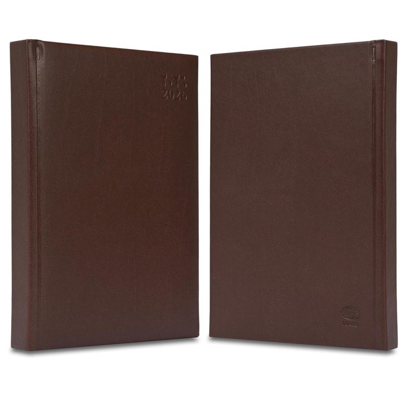FIS 2026 Golden A5 Diary, 148x210mm, 1 Side Padded Italian PU Cover Materials, Gold Gilded Edges, 1 Day a Page Format, Arabic/English, 70gsm Italian Ivory Paper, DarkBrown Cover-FSDI20AEG26DBR - Image 2