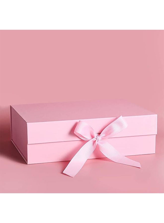 صندوق هدايا مغناطيسية فاخرة مع شريط ، صناديق هدايا قابلة للطي للهدايا مع غطاء المهرجان وعيد الميلاد والذكرى السنوية والزفاف والذكرى السنوية والطفل هدية ، الوردي ، 22x17x8.5cm - Image 5
