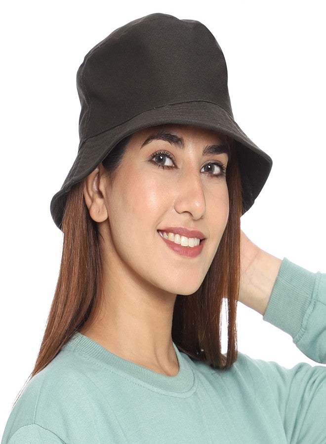 PrimeBox Unisex 100% Cotton Foldable Bucket Beach Sun Hat for Men Women Hat (Black) - Image 3