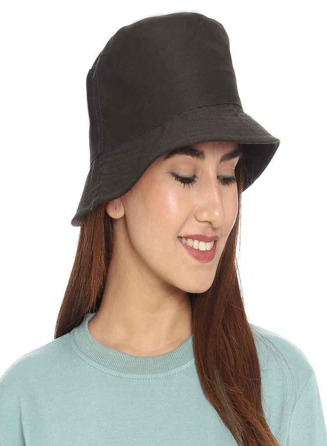 PrimeBox Unisex 100% Cotton Foldable Bucket Beach Sun Hat for Men Women Hat (Black) - Image 4