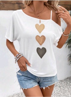 SHEIN LUNE Casual And Simple Heart Pattern Short-Sleeved