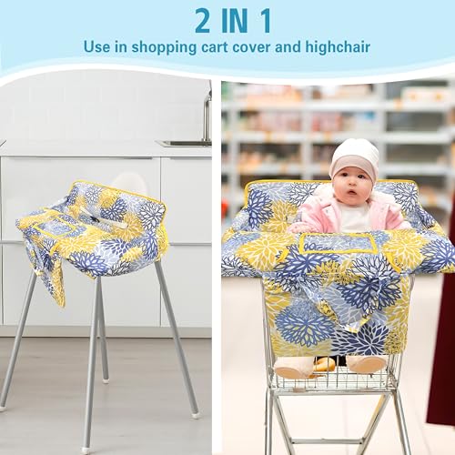 gxfcymxbd Shopping Cart Cover for Baby2in1 High Chair Cover SoftPortableand Machine WashableComfortable Cotton Seat Pad with Safety Harness and Portable Cloth BagFits All Supermarkets and Restaurants - Image 3