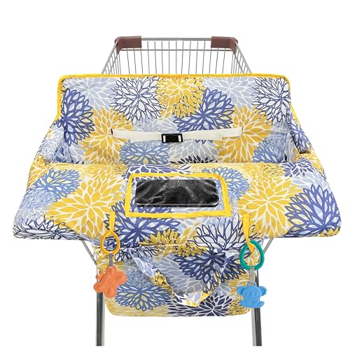 gxfcymxbd Shopping Cart Cover for Baby2in1 High Chair Cover SoftPortableand Machine WashableComfortable Cotton Seat Pad with Safety Harness and Portable Cloth BagFits All Supermarkets and Restaurants - Image 1